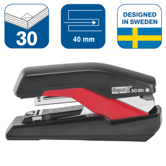 Zszywacz HS Rapid Supreme Omnipress SO30c czarno-czerwony 30 k.