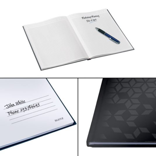 Brulion w kratkę Leitz WOW A4 czarny duży twarda oprawa