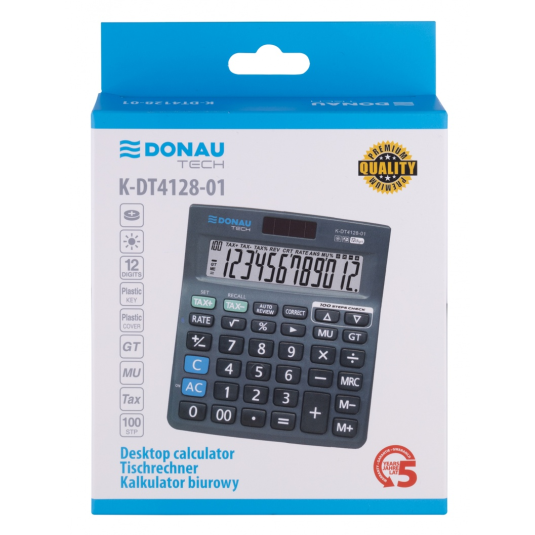 KALKULATOR BIUROWY DONAU TECH K-DT4128-01, 12-CYFROWY