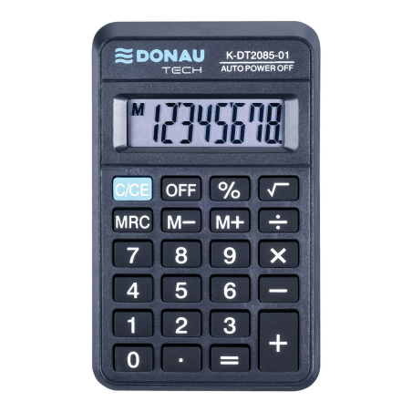 Kalkulator kieszonkowy Donau Tech K-DT2085-01 w kolorze czarnym, 8-cyfrowy wyświetlacz