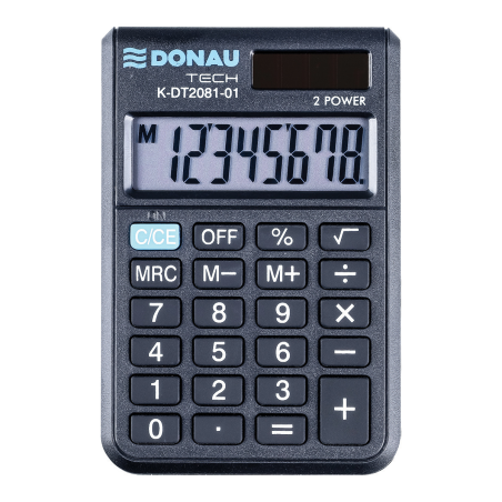 Kalkulator kieszonkowy Donau Tech K-DT2081-01 w kolorze czarnym, 8-cyfrowy wyświetlacz