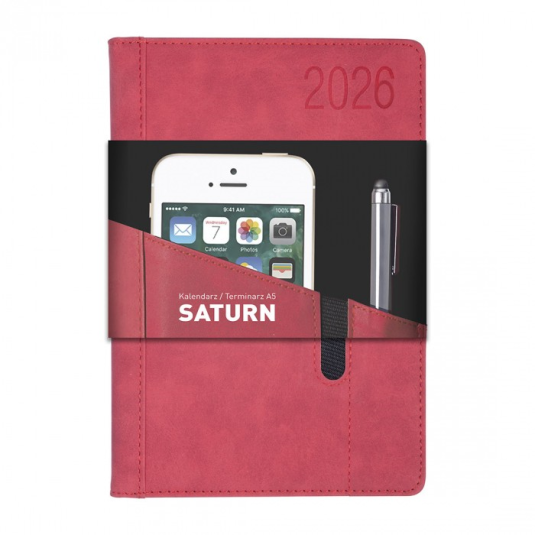 KALENDARZ A5/360 SATURN  dzienny z kieszenią na telefon 2026