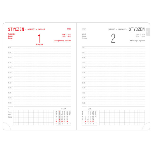 KALENDARZ A5/360 SATURN  dzienny z kieszenią na telefon 2026