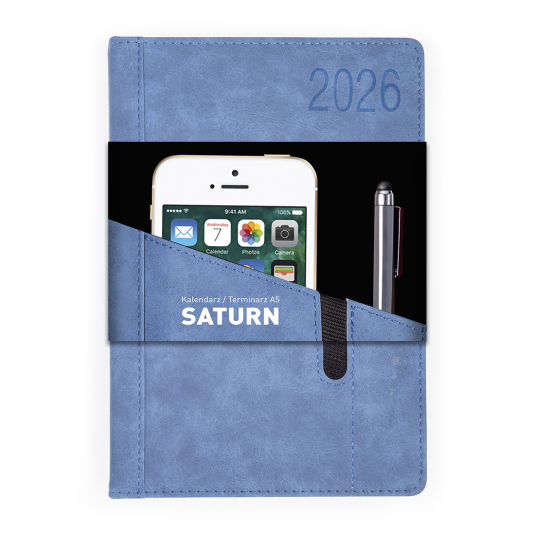 KALENDARZ A5/360 SATURN dzienny z  kieszenią na telefon 2026