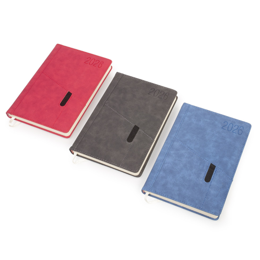 KALENDARZ A5/360 SATURN dzienny z  kieszenią na telefon 2026