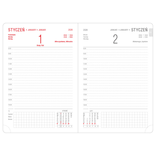 KALENDARZ A5/360 SATURN dzienny z  kieszenią na telefon 2026