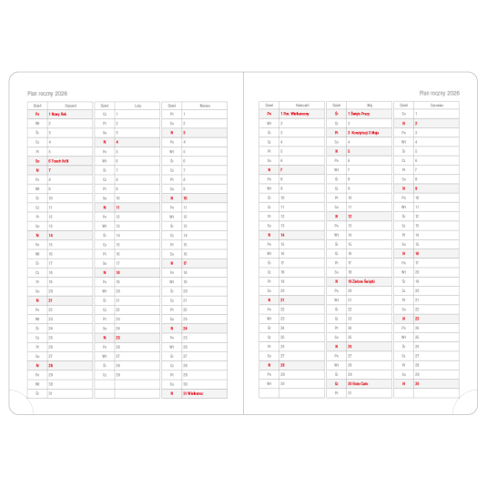 KALENDARZ B5/144 URAN tygodniowy z kieszenią na telefon 2026