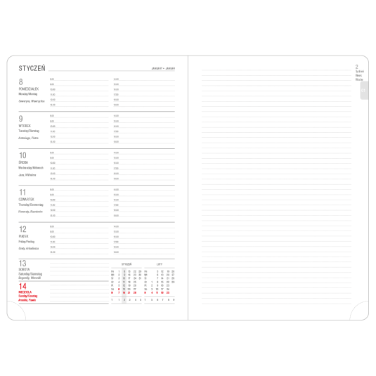 KALENDARZ B5/144 URAN  tygodniowy  z  kieszenią  na  telefon  2026