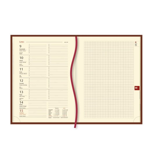 Terminarz Klasyczny B5 tygodniowy T-221V-G, granat