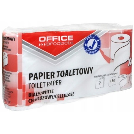 Papier toaletowy celulozowy OFFICE PRODUCTS, 2-warstwowy, 150 listków, 15m, 8szt., biały