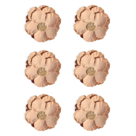 Kwiaty papierowe samoprzylepne Clematis, beżowe 6 szt.