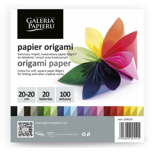 Papier origami 20x20cm, 100 arkuszy
