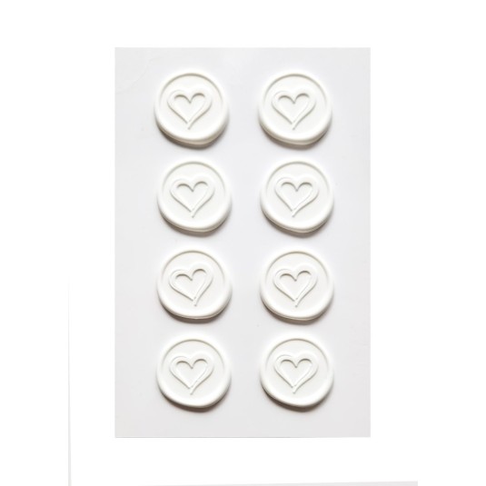 Odbicie lakowe Białe Serca, 8 sztuk