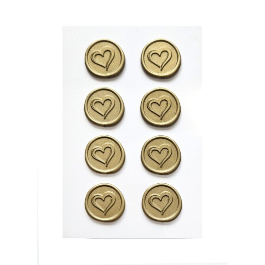 Odbicie lakowe Złote Serca, 8 sztuk