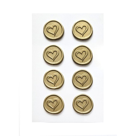 Odbicie lakowe Złote Serca, 8 sztuk