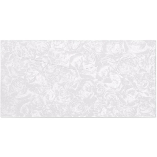 Koperta DL Róże biała, 10 sztuk