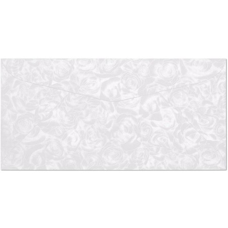 Koperta DL Róże biała, 10 sztuk