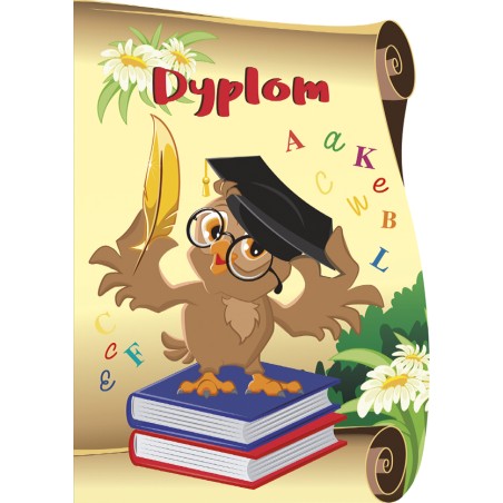 Dyplom Sowa, rozkładany z napisami, 10 sztuk