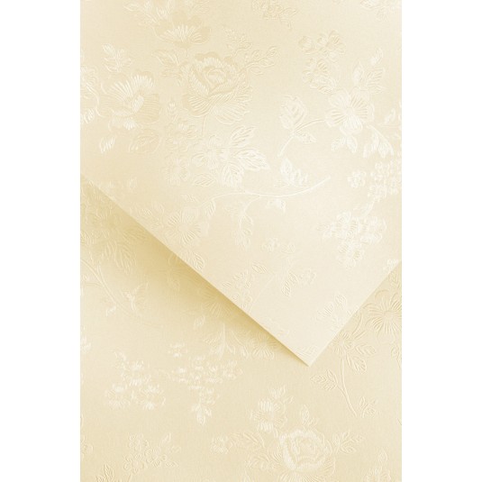 Papier ozdobny Floral, kremowy, 220g (20 arkuszy)