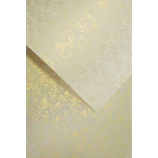 Papier ozdobny Liście, kremowy, 250g (20 arkuszy)