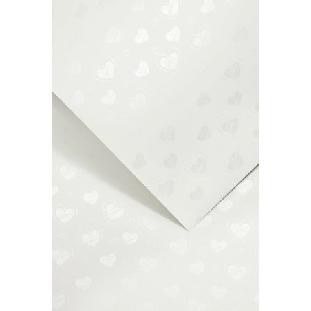Papier ozdobny Małe Serca, biały, 220g (20 arkuszy)