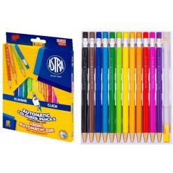 Kredki ołówkowe trójkątne Astra 12 kolorów automatyczne