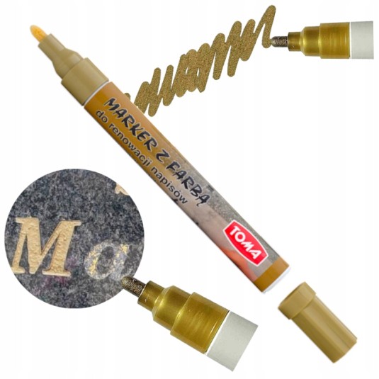 Marker TOMA olejowy do renowacji napisów na nagrobkach Złoty