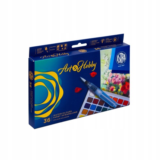 FARBY AKRYLOWE ARTH & HOBBY 36 kolorów + pędzelek wodny + paletka