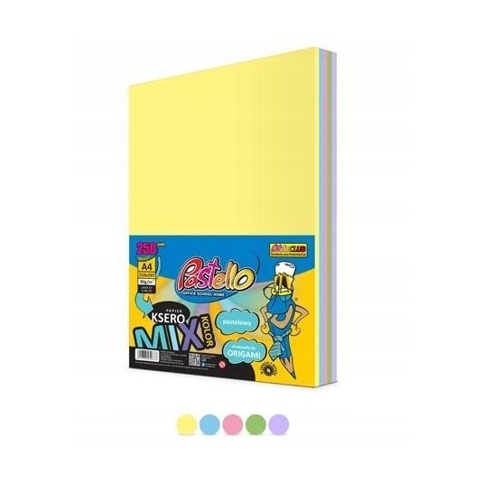 PAPIER XERO A4 80G MIX 5 KOL.PASTEL op.250 szt