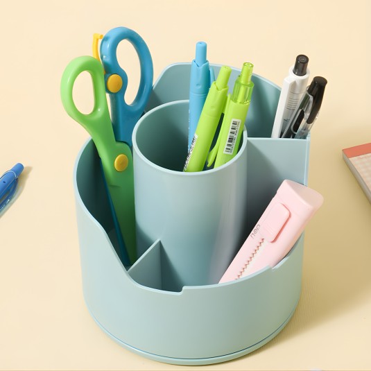 Organizer przybornik obrotowy na biurko LonGreen niebieski Deli