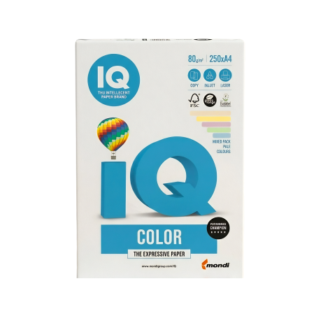 Papier kolorowy 80g Iq Color Mix Pastel, 250 arkuszy