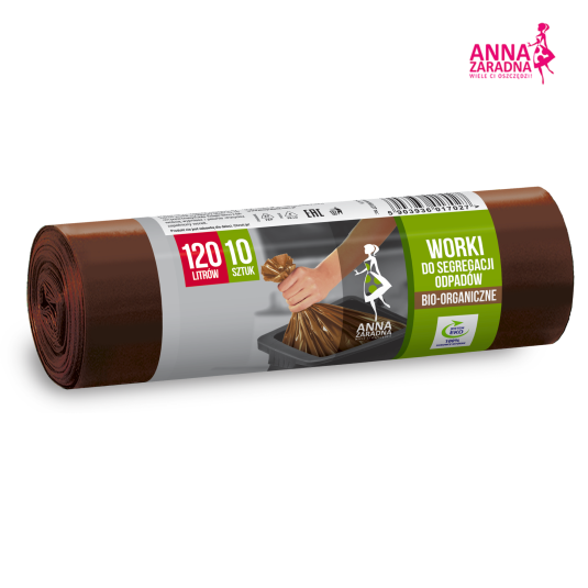 Worki na śmieci do segregacji 120L brązowe bio 10 sztuk