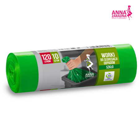 Worki na śmieci do segregacji 120L zielone szkło 10 sztuk