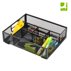 Przybornik boczny na biurko czarny Office Set, metalowy, 6 komór, Q-Connect