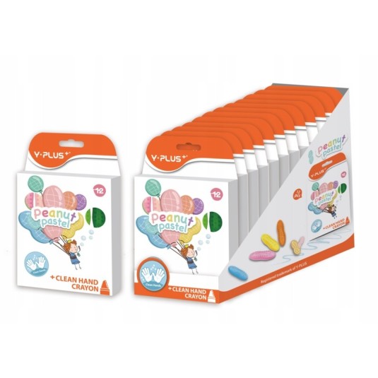 Kredki świecowe 12 k pastel Orzeszki peanut Y-Plus