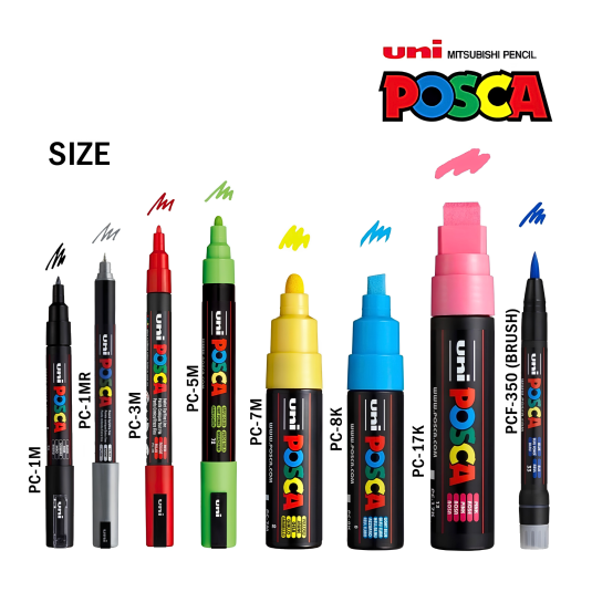 Markery z farbą Uni Posca PC5M zestaw 8 kol.