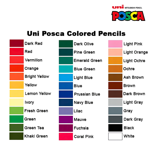 Kredki ołówkowe POSCA 36szt czarne pudełko