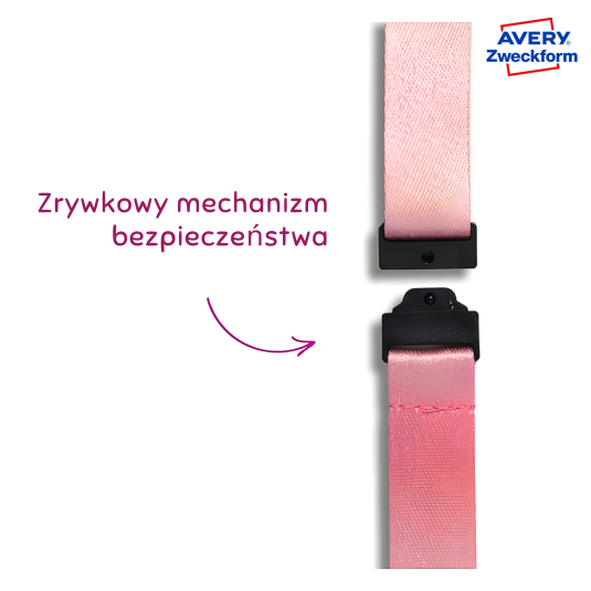 Identyfikator 68mm x 110 mm na 2 karty regulowana smycz różowa