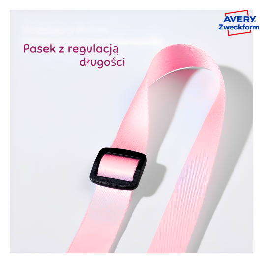 Identyfikator 68mm x 110 mm na 2 karty regulowana smycz różowa