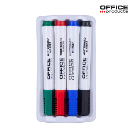 Zestaw 4 markerów z gąbką magnetyczną OFFICE PRODUCTS, do tablic suchościeralnych, mix kolorów
