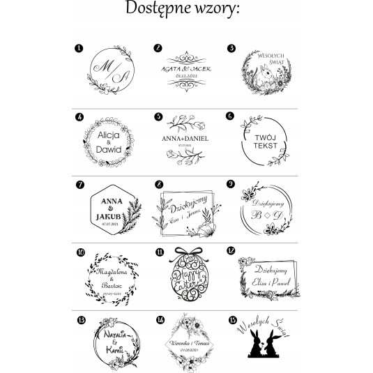 Pieczątka okolicznościowa ślubna drewno pastel