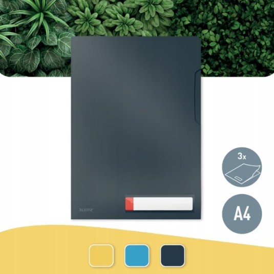 Koszulki Leitz Cosy z kieszonką na etykietę szare