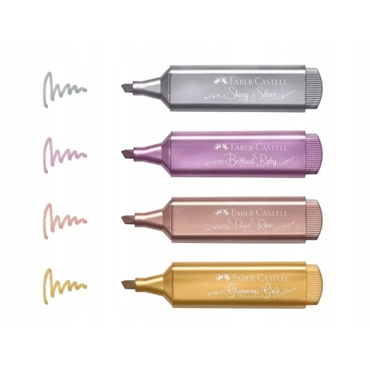 Zakreślacze metaliczne FABER-CASTELL, 4 kolory