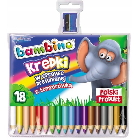 Kredki BAMBINO w opr. drew. z temperówką, 18 kol