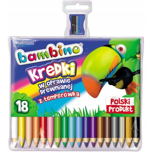 Kredki BAMBINO w opr. drew. z temperówką, 18 kol