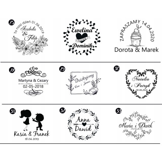 Pieczęć ślubna pieczątka stempel ślubny wesele 6cm