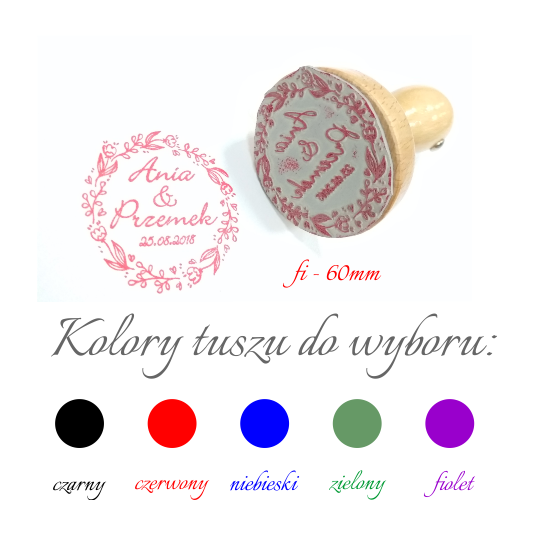 Pieczęć ślubna pieczątka stempel ślubny wesele 6cm