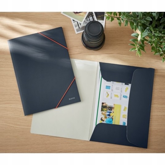 Teczka z gumką A4 kartonowa Leitz Cosy szara