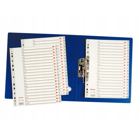 Przekładki plastikowe Esselte A4 PP szare A-Z