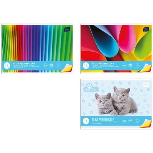 BLOK TECHNICZNY A3  20 kartek kolorowych180 g INTERDRUK PREMIUM